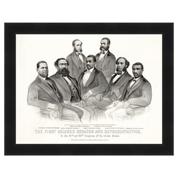 The First Colored Senators and Representatitves by Currier and Ives (Black Frame)