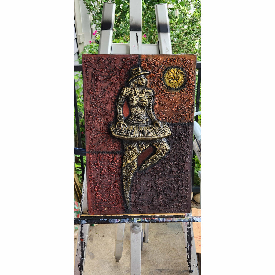 The Keyboardist: African Bas Relief Sculpture by D.D. Ike