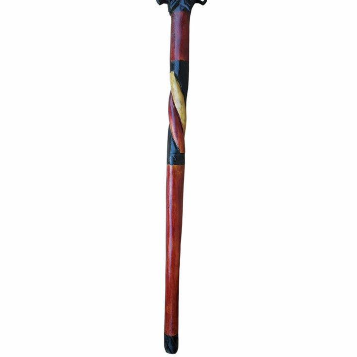 The Lion Pride: Authentic Makonde African Wooden Walking Stick (Detail)