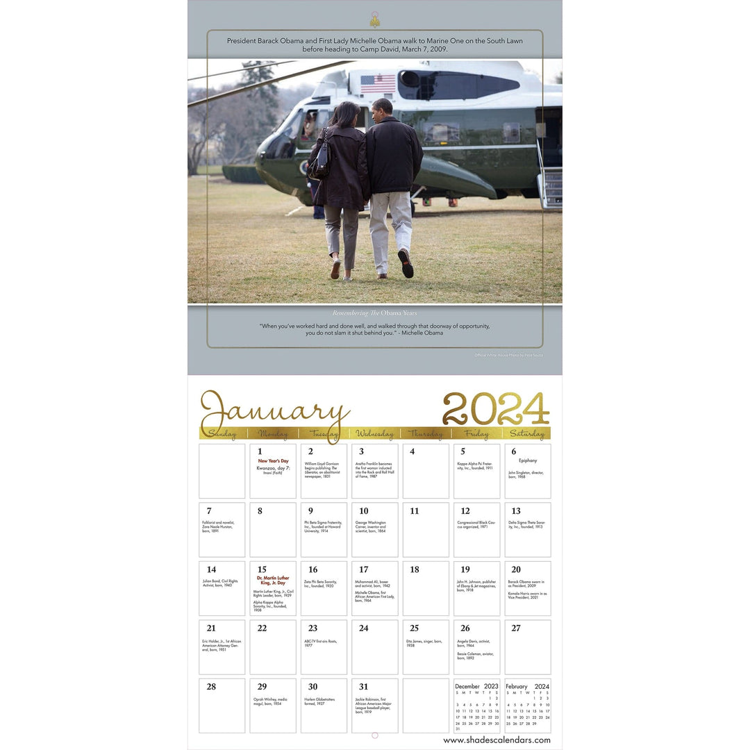 The Obama Years: 2024 Commemorative Black History Wall Calendar (Inside)