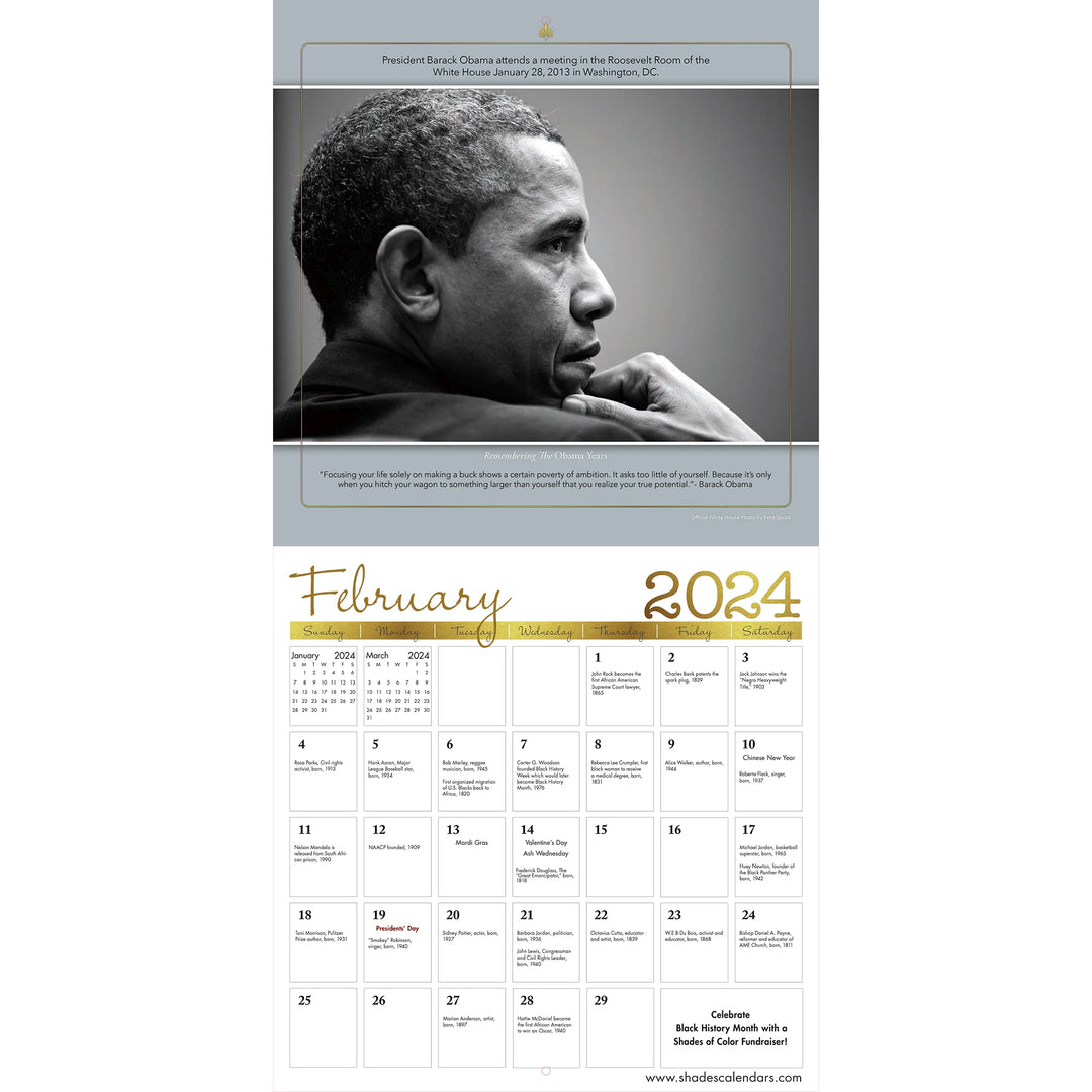 The Obama Years: 2024 Commemorative Black History Wall Calendar (Inside)