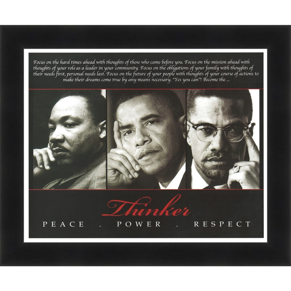 The Thinker  (Trio): Martin Luther King, Malcolm x, President Barack Obama) by Micahel Eaton (Black Frame)