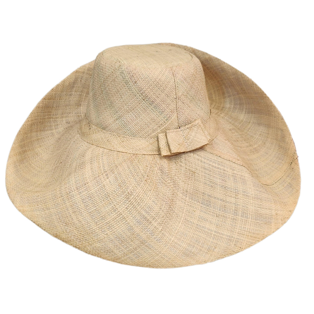 Tiayonna: Hand Woven Multicolor Madagascar Big Brim Raffia Sun Hat (Rear View)