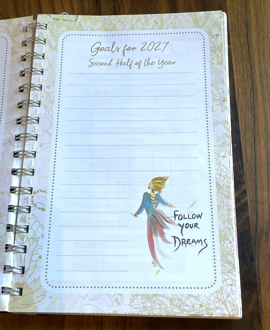 Goals for 2027 second half page with Follow Your Dreams art, Cidne Wallace