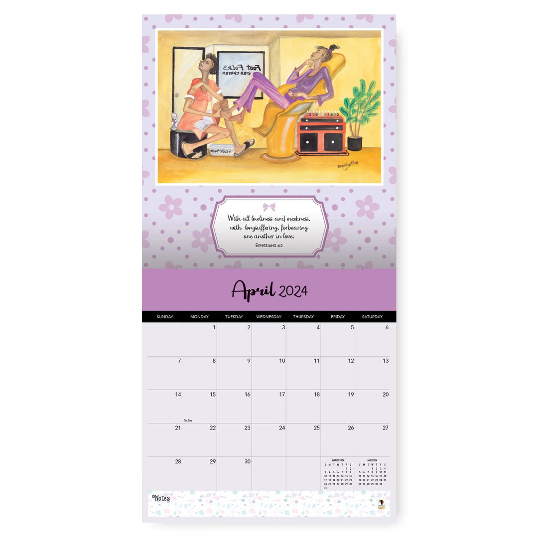 Too Blessed to be Stressed by Dorothy Allen: 2024 African American Wall Calendar (Inside)