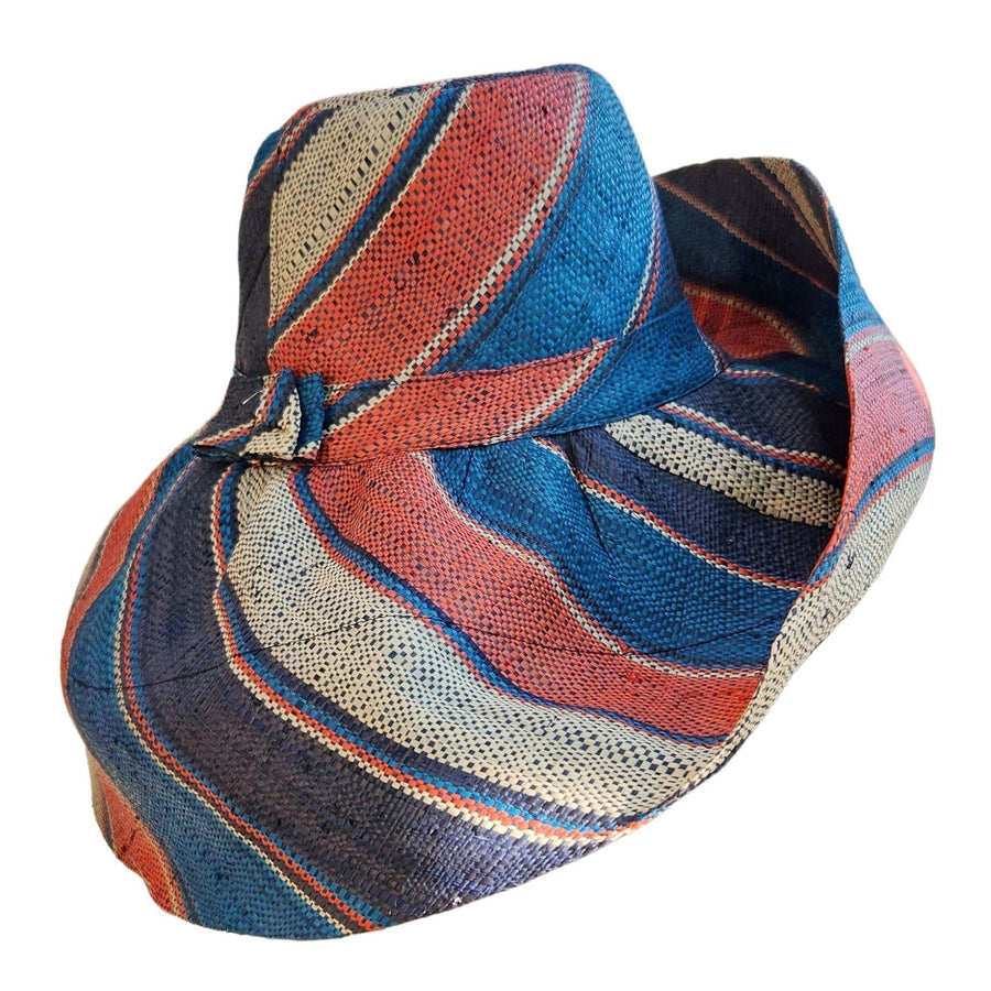 Nikaa: Hand Woven Multi-Color Madagascar Big Brim Raffia Sun Hat