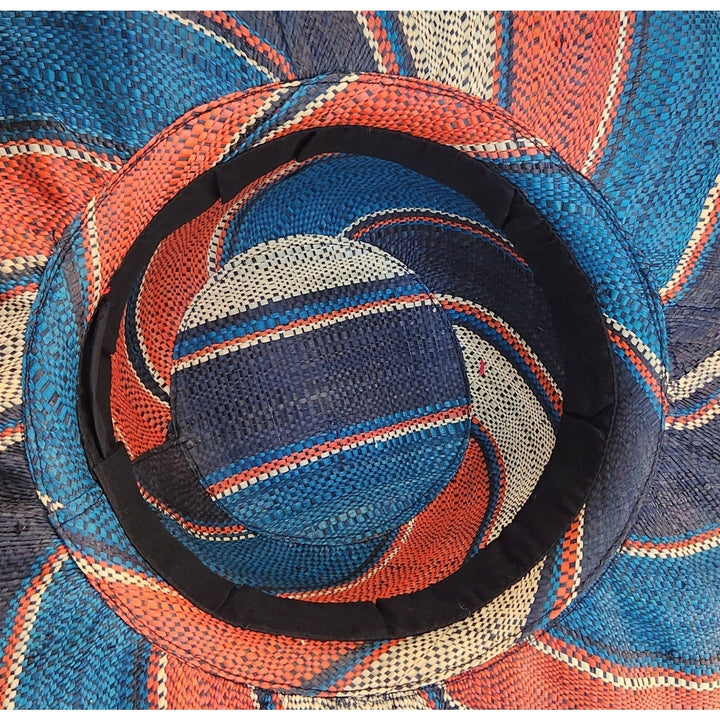 Nikaa: Hand Woven Multi-Color Madagascar Big Brim Raffia Sun Hat