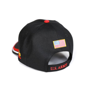 Tuskegee Airmen 99th Fighter Squadron Embroidered Baseball Cap (Rear) - Black U.S. Army cap with American flag patch on a white background