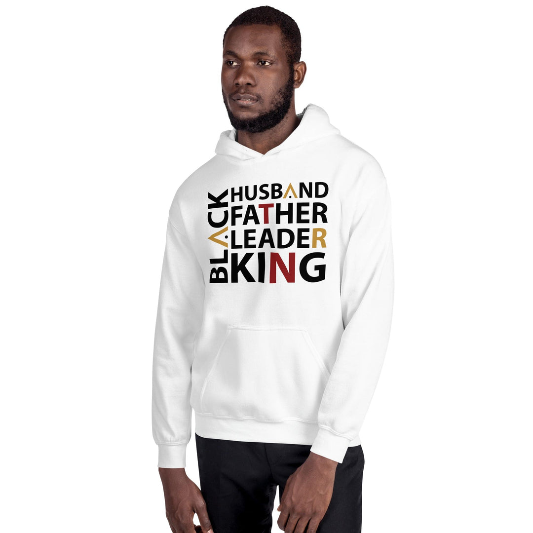 Black Husband Unisex Hooded Sweatshirt (White)