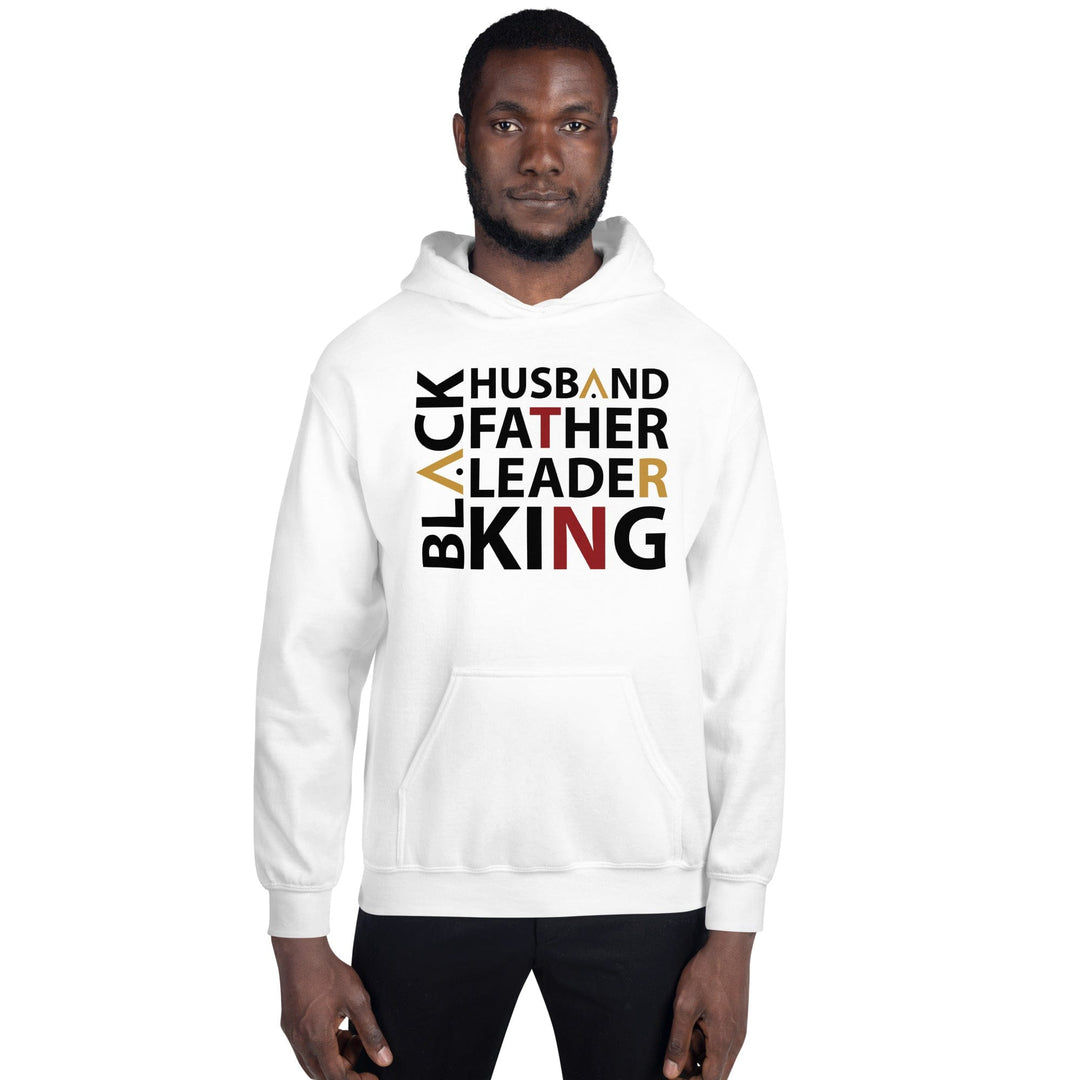 Black Husband Unisex Hooded Sweatshirt (White)