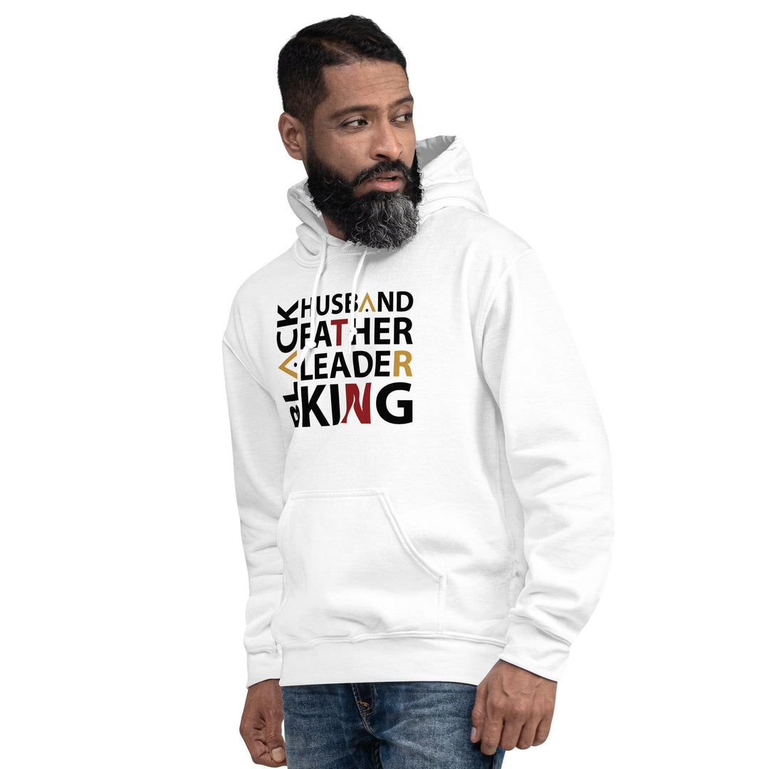 Black Husband Unisex Hooded Sweatshirt (White)