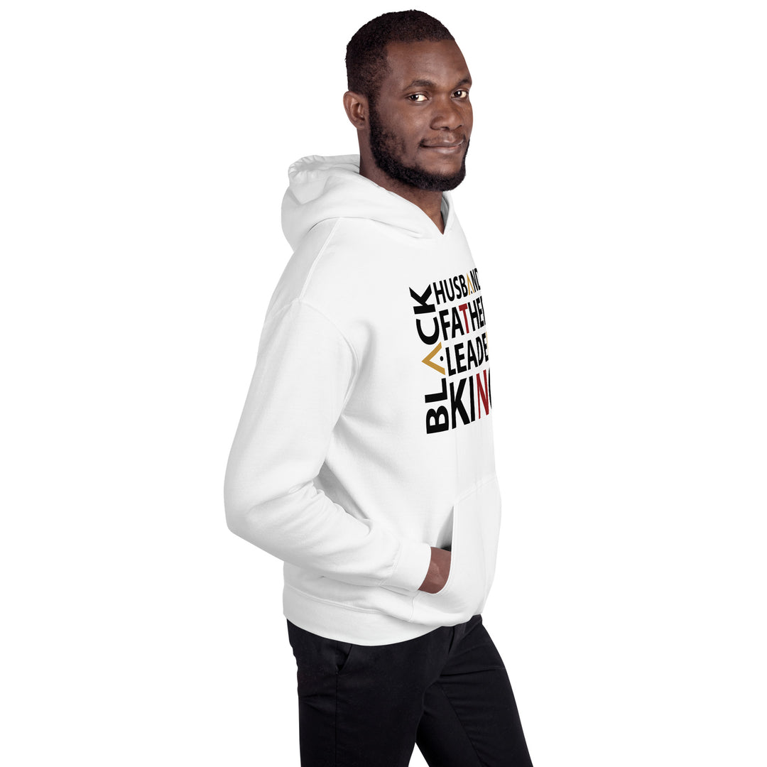 Black Husband Unisex Hooded Sweatshirt (White)