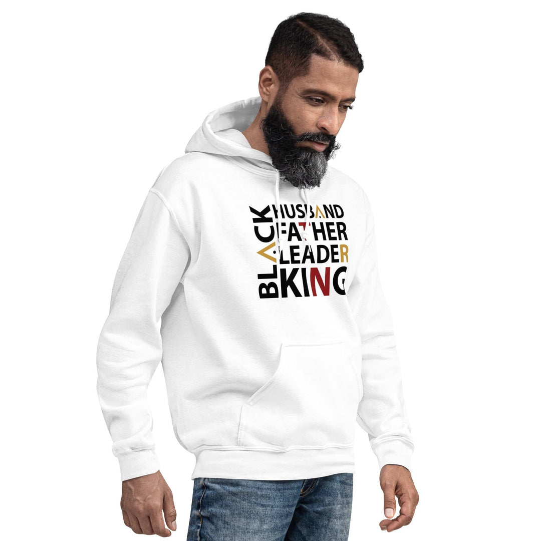 Black Husband Unisex Hooded Sweatshirt (White)