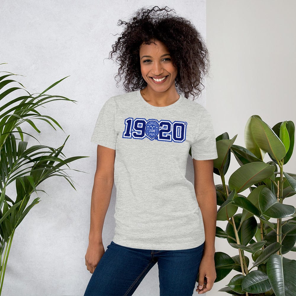 Zeta Phi Beta 1920 Crest Short Sleeve Unisex T-Shirt (Athletic Heather)