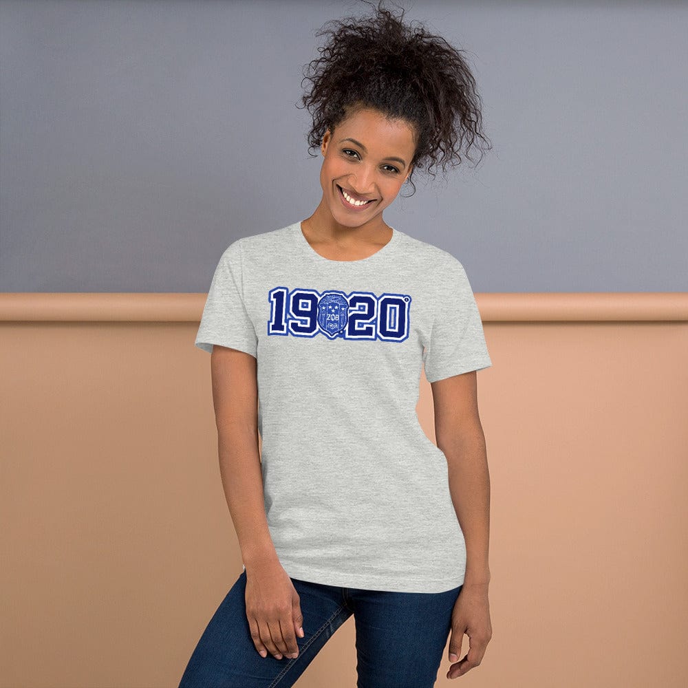 Zeta Phi Beta 1920 Crest Short Sleeve Unisex T-Shirt (Athletic Heather)