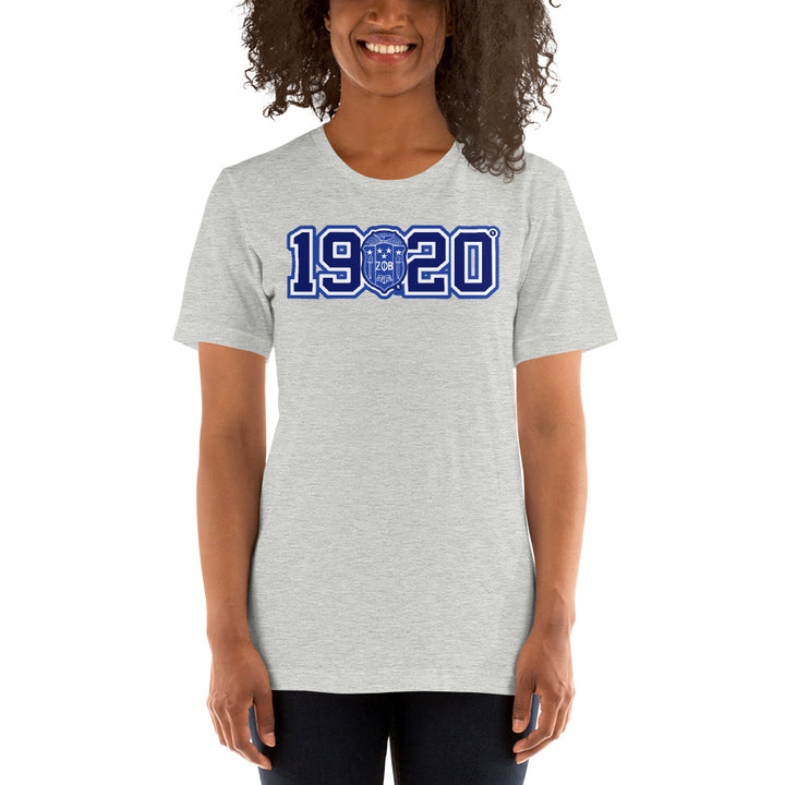 Zeta Phi Beta 1920 Crest Short Sleeve Unisex T-Shirt (Athletic Heather)
