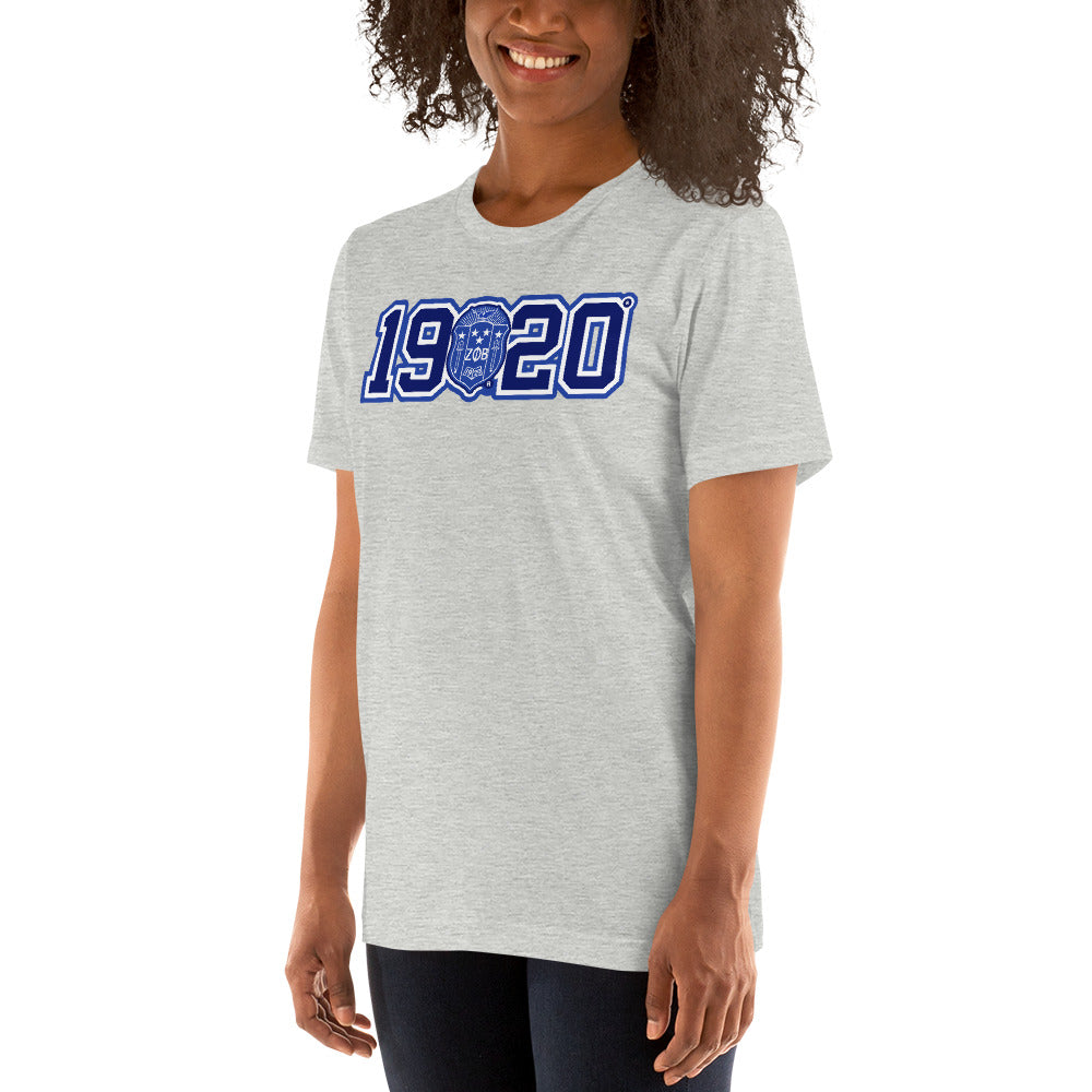 Zeta Phi Beta 1920 Crest Short Sleeve Unisex T-Shirt (Athletic Heather)