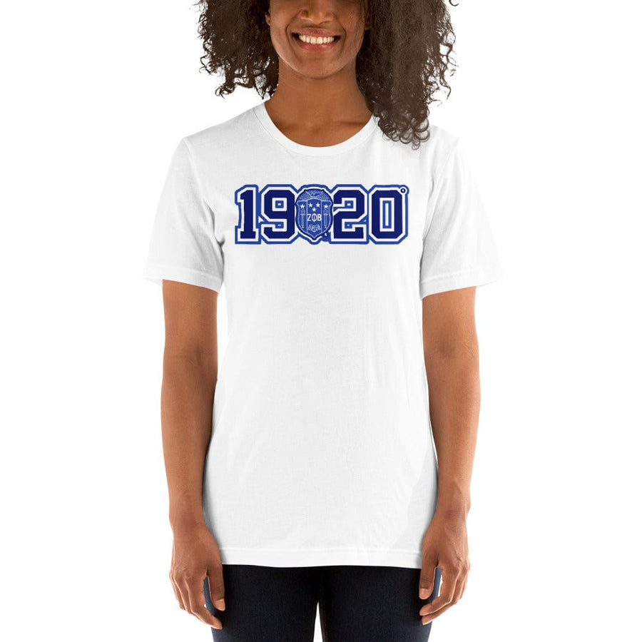 Zeta Phi Beta 1920 Crest Short Sleeve Unisex T-Shirt (White)