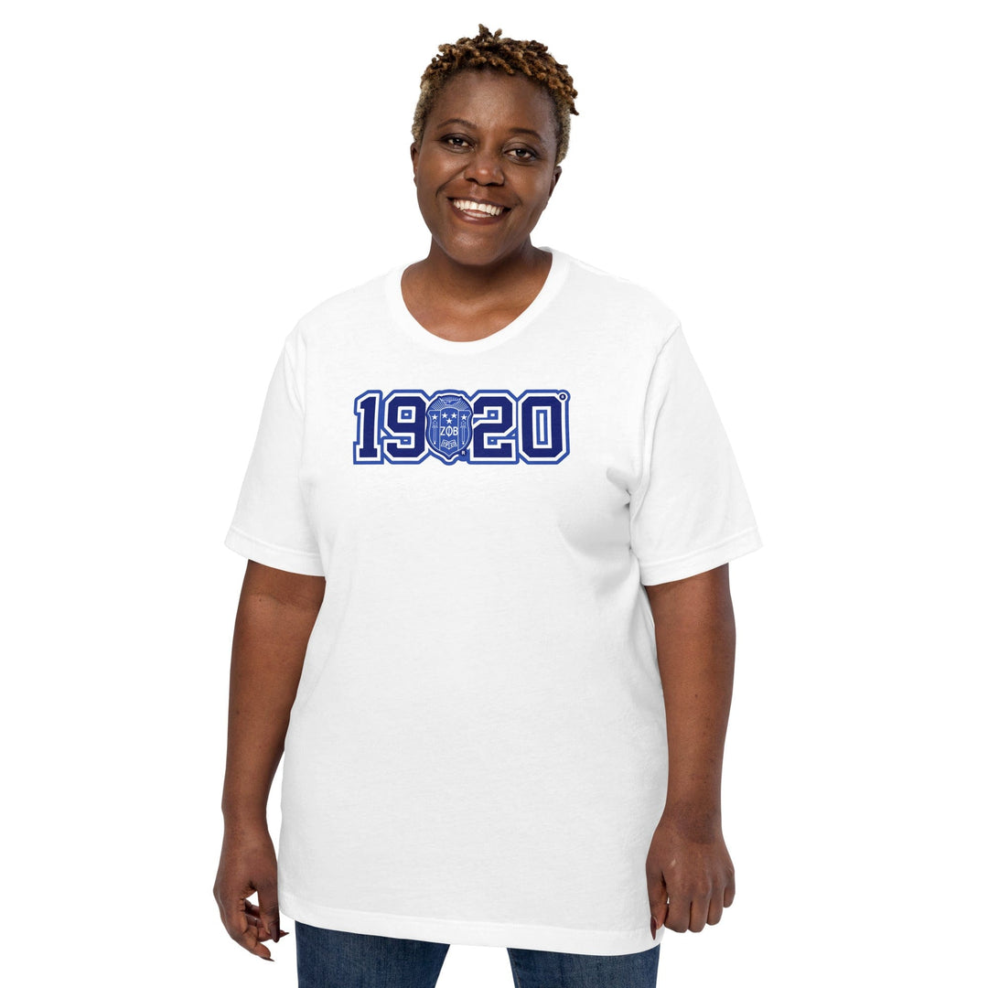 Zeta Phi Beta 1920 Crest Short Sleeve Unisex T-Shirt (White)