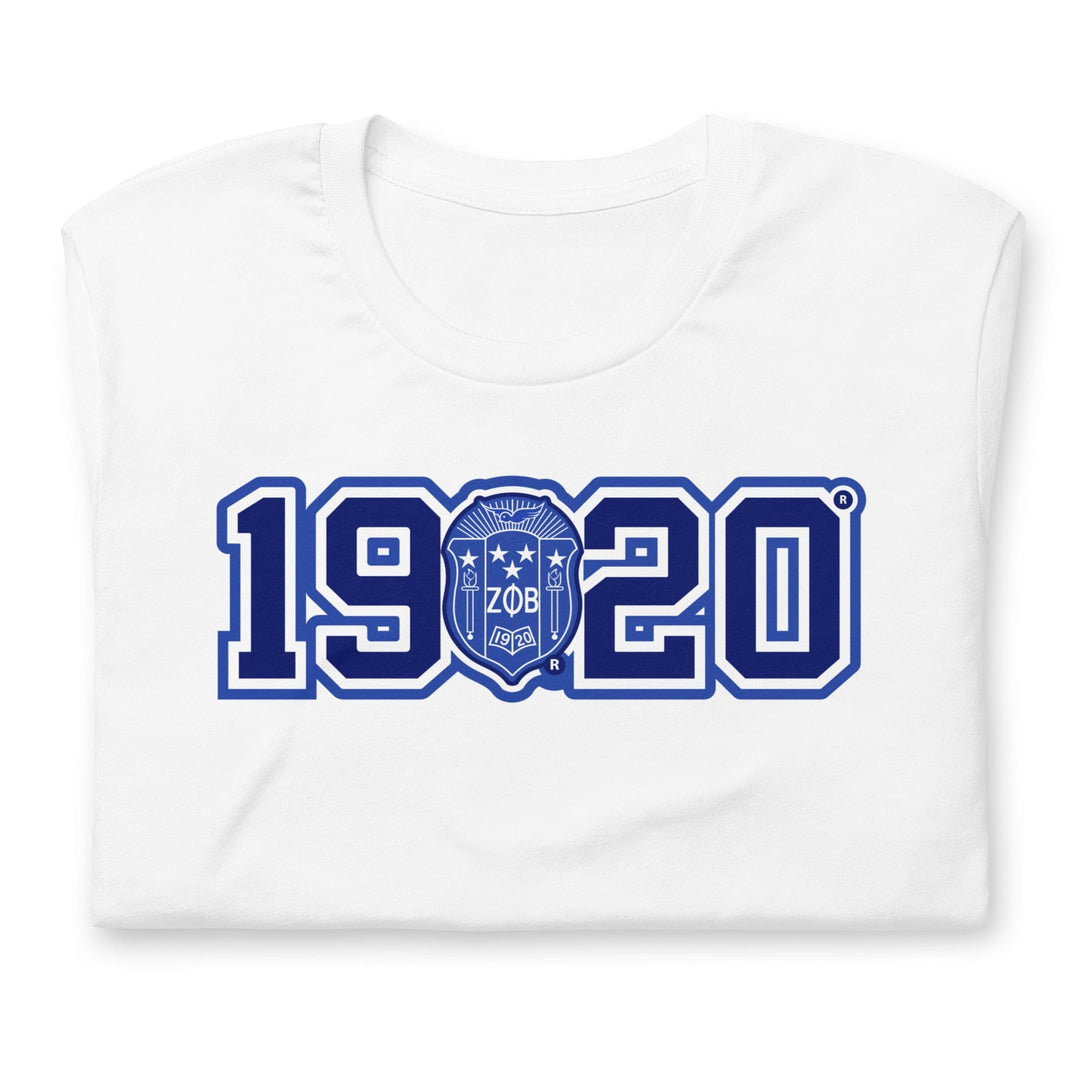 Zeta Phi Beta 1920 Crest Short Sleeve Unisex T-Shirt-T-Shirt-Divine Nine Depot-White-XS-The Black Art Depot