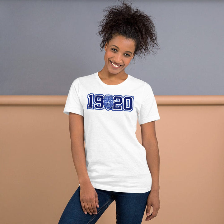 Zeta Phi Beta 1920 Crest Short Sleeve Unisex T-Shirt (White)