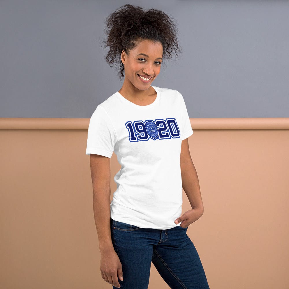 Zeta Phi Beta 1920 Crest Short Sleeve Unisex T-Shirt (White)