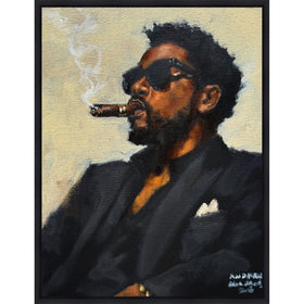 Unruffled (Male): Cigar Nights by Andrew Nichols (Stretched Canvas, Black Floater Frame)