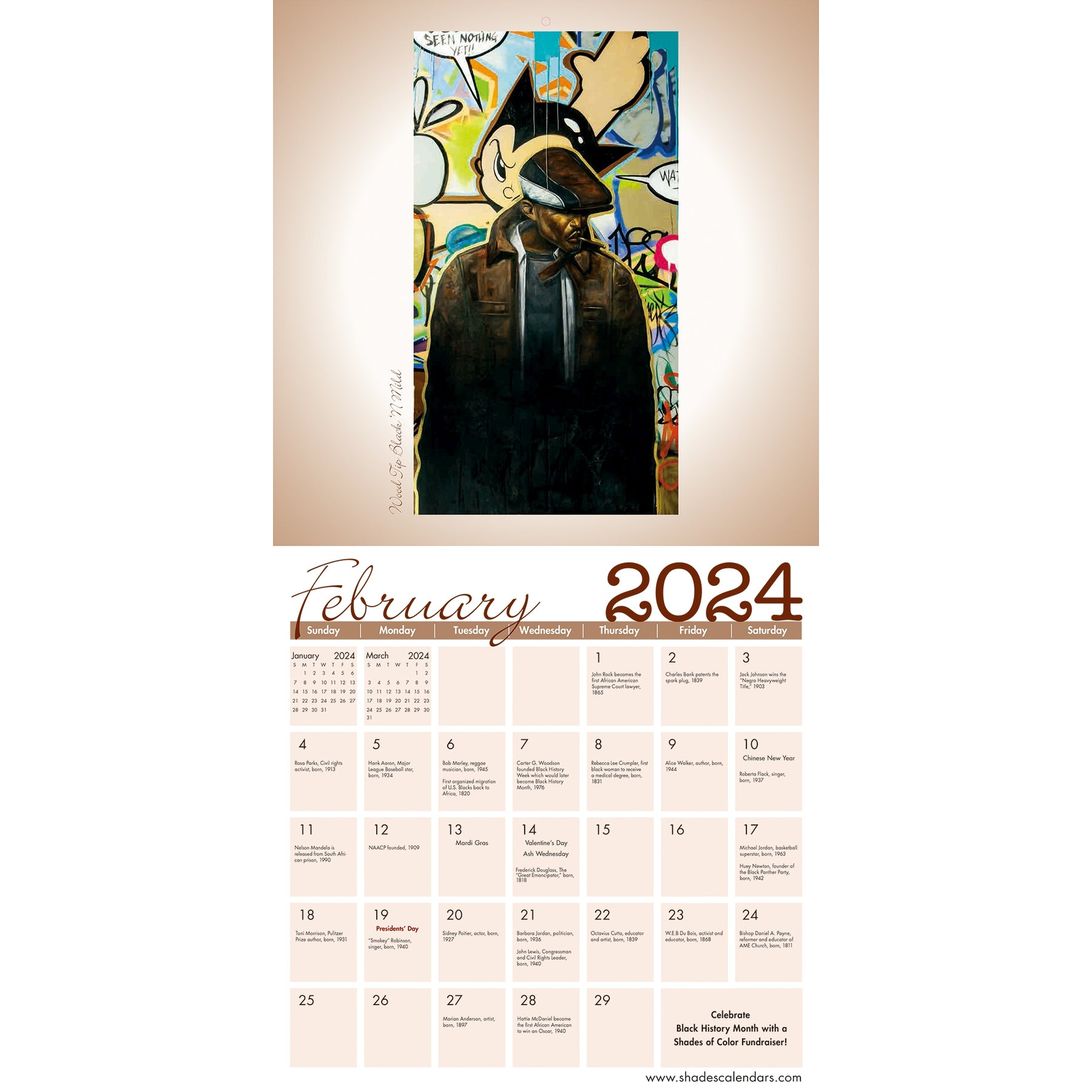 4 of 6: Urbanisms: The Art of Frank Morrison 2024 African American Wall Calendar (Inside)