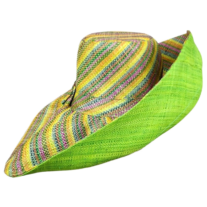 Vittorio: Authentic Hand Woven Multicolor Madagascar Big Brim Raffia Sun Hat