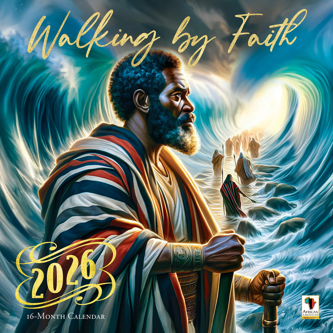 Walking by Faith: The Art of Keith Conner 2026 Wall Calendar (Main) - 2026 calendar cover with a religious figure walking on water, surrounded by waves.