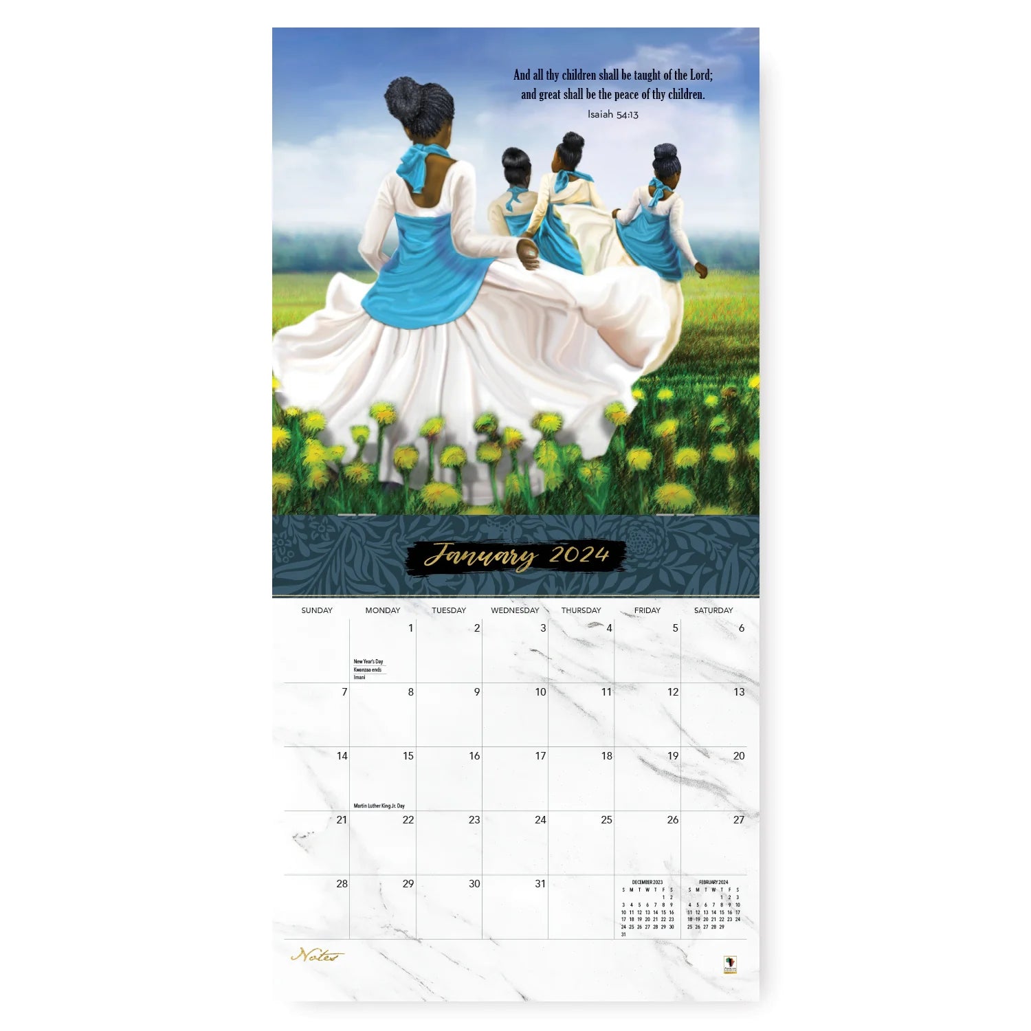 3 of 4: Walking by Faith by Keith Conner: 2024 African American Wall Calendar (Inside)