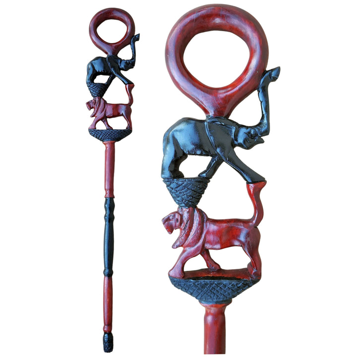 Wisdom and Courage: Authentic African Wooden Walking Stick