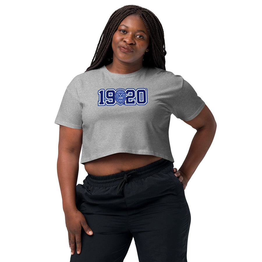 Zeta Phi Beta 1920 Crest Crop Top T-Shirt (Athletic Gray)