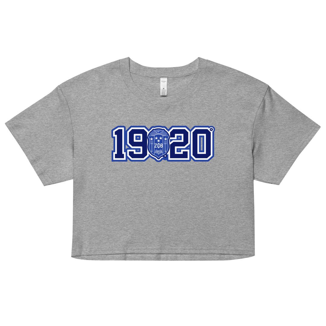 Zeta Phi Beta 1920 Crest Crop Top T-Shirt (Athletic Gray)