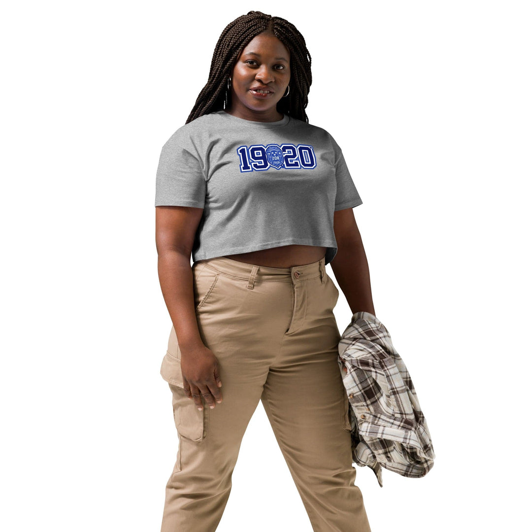 Zeta Phi Beta 1920 Crest Crop Top T-Shirt (Athletic Gray)