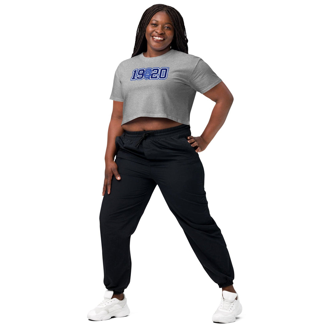 Zeta Phi Beta 1920 Crest Crop Top T-Shirt (Athletic Gray)