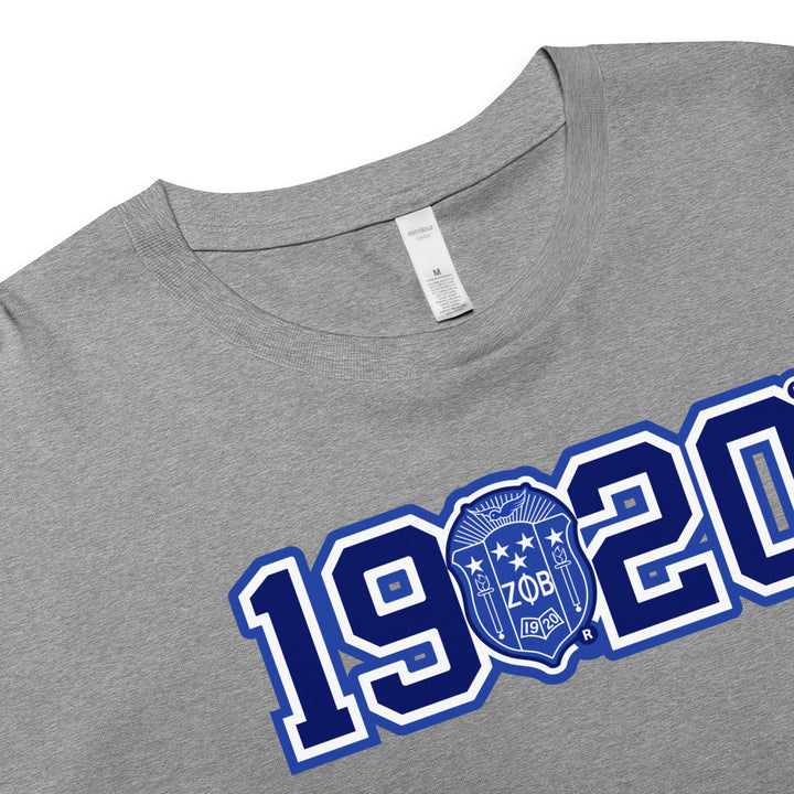 Zeta Phi Beta 1920 Crest Crop Top T-Shirt (Athletic Gray)