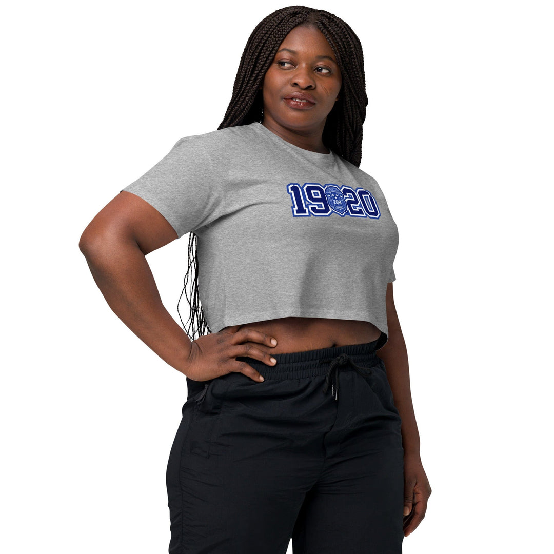 Zeta Phi Beta 1920 Crest Crop Top T-Shirt (Athletic Gray)