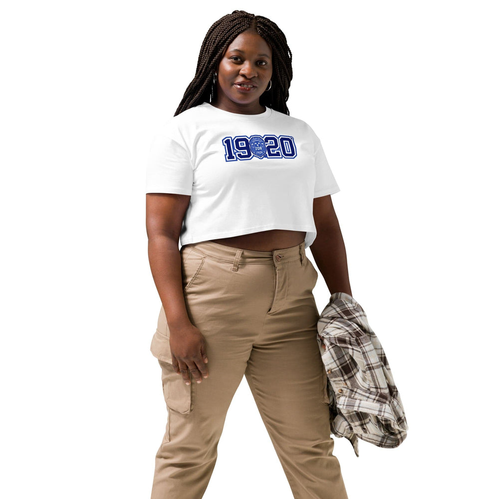 Zeta Phi Beta 1920 Crest Crop Top T-Shirt (White)