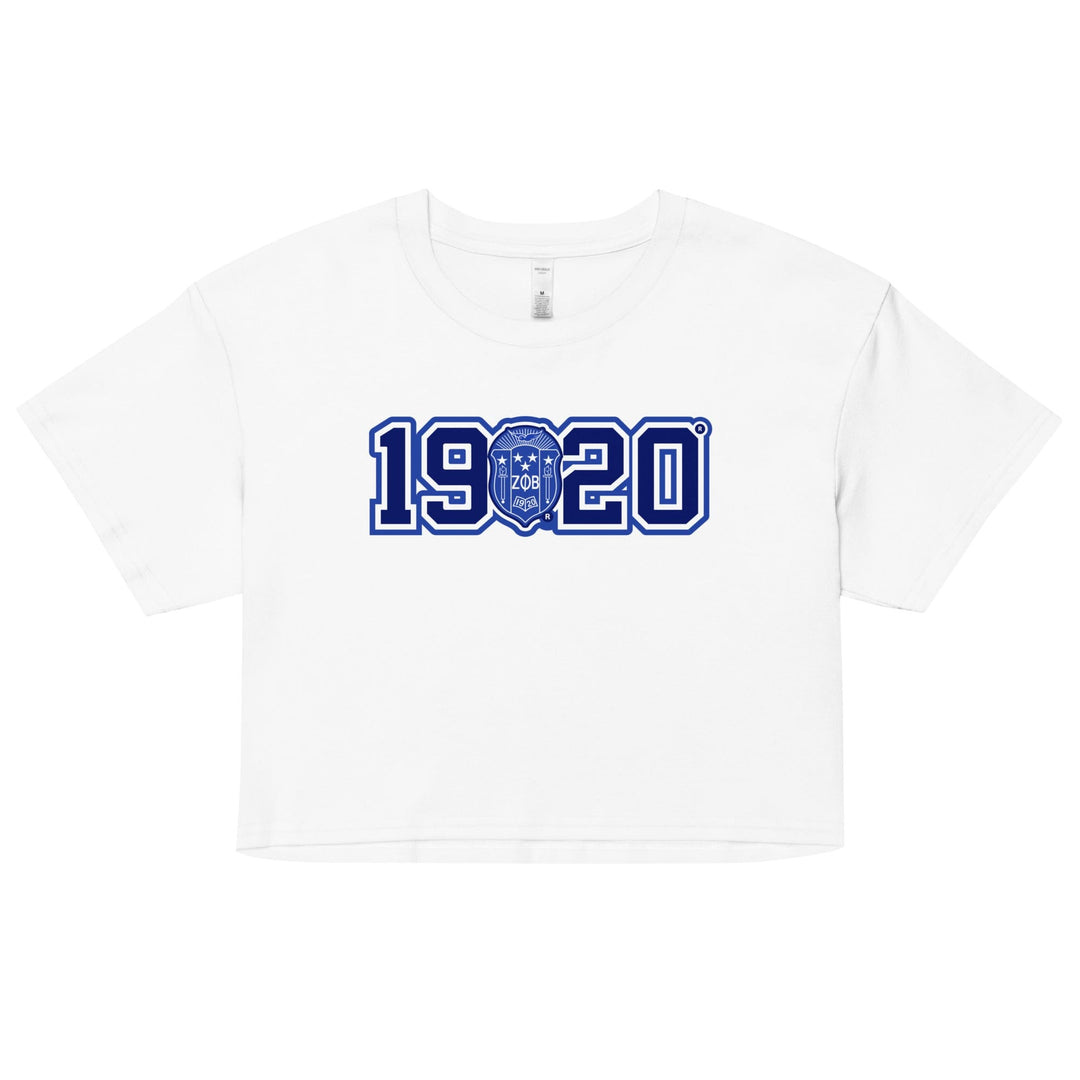 Zeta Phi Beta 1920 Crest Crop Top T-Shirt-T-Shirt-Divine Nine Depot-Athletic Heather-XS-The Black Art Depot