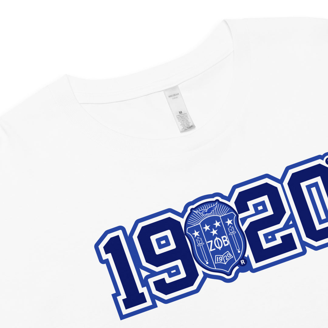 Zeta Phi Beta 1920 Crest Crop Top T-Shirt (White)