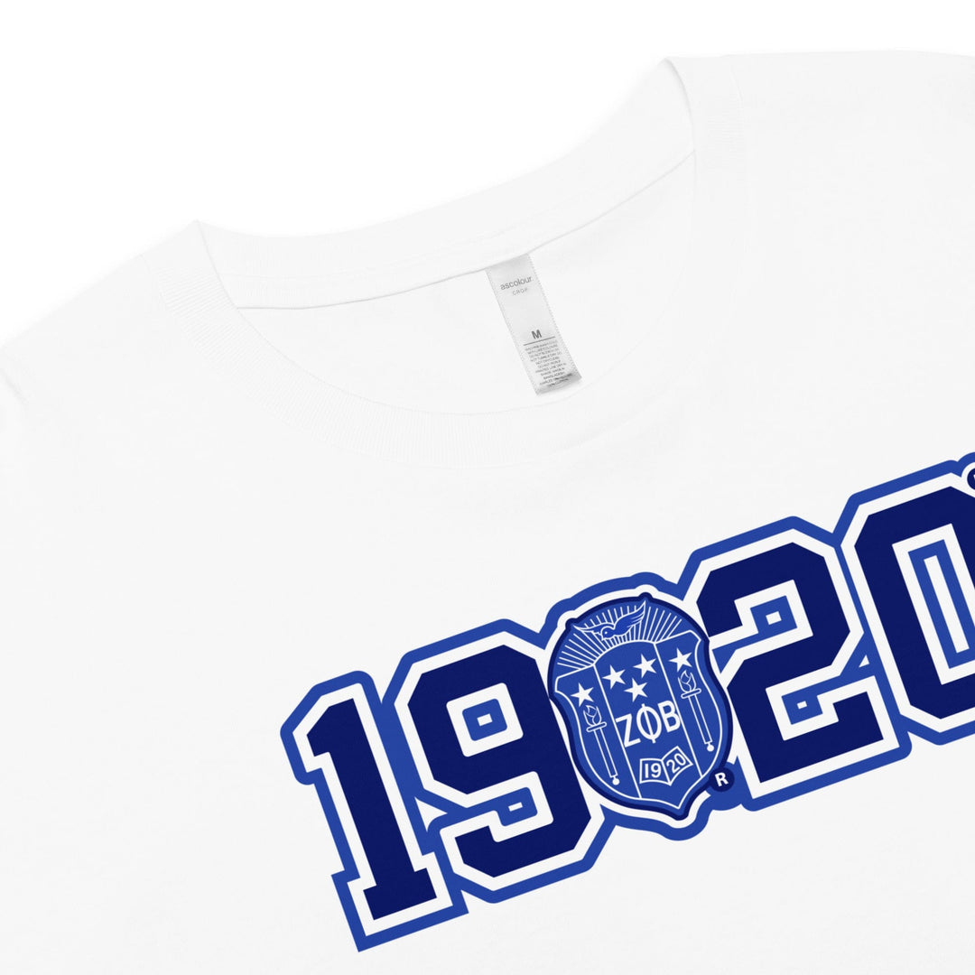 Zeta Phi Beta 1920 Crest Crop Top T-Shirt (White)