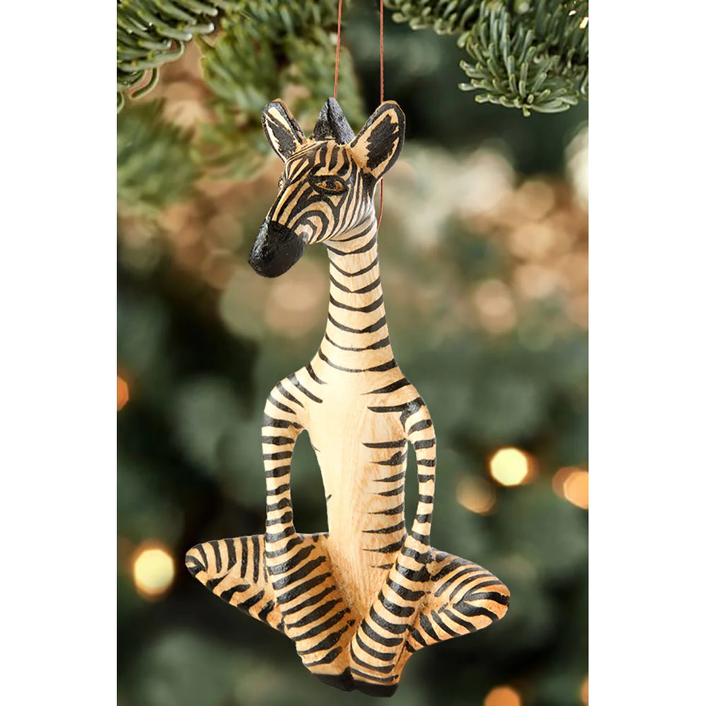 Zebra Yogi: Jacaranda Wood African Christmas Ornament (Lifestyle)