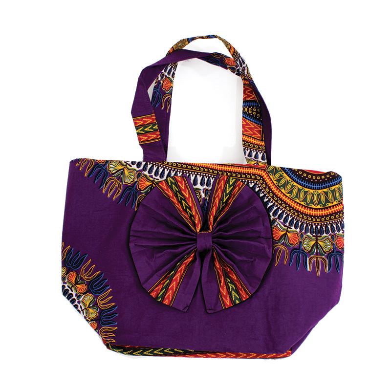 Kente Print Tote Bag-Tote Bag-Africa Imports-Purple-Kente-The Black Art Depot