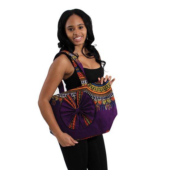 Hand Made Ghanian Kente Print Tote Bag (Purple)