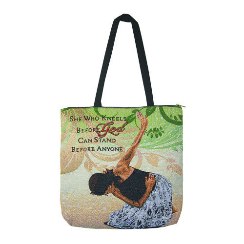 She Who Kneels: African American Religious Tote Bag by AAE