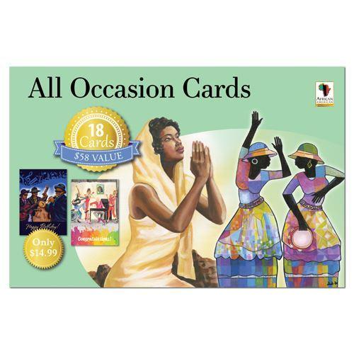 African American All Occasion Greeting Card Box Set (Green Set)