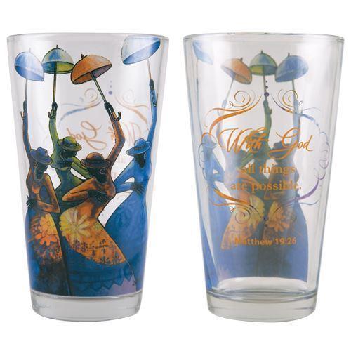 With GOD by D.D. Ike: African American Drinking Glass