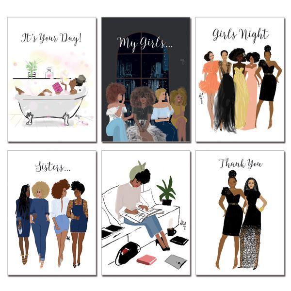 African American All Occasion Greeting Card Box Set (Sister Friends) by Nicholle Kobi