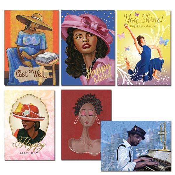 4 of 4: African American All Occasion Greeting Card Box Set (Pink)